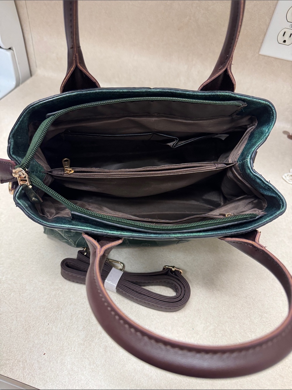 Green purse with flower print - Picture 5 of 5